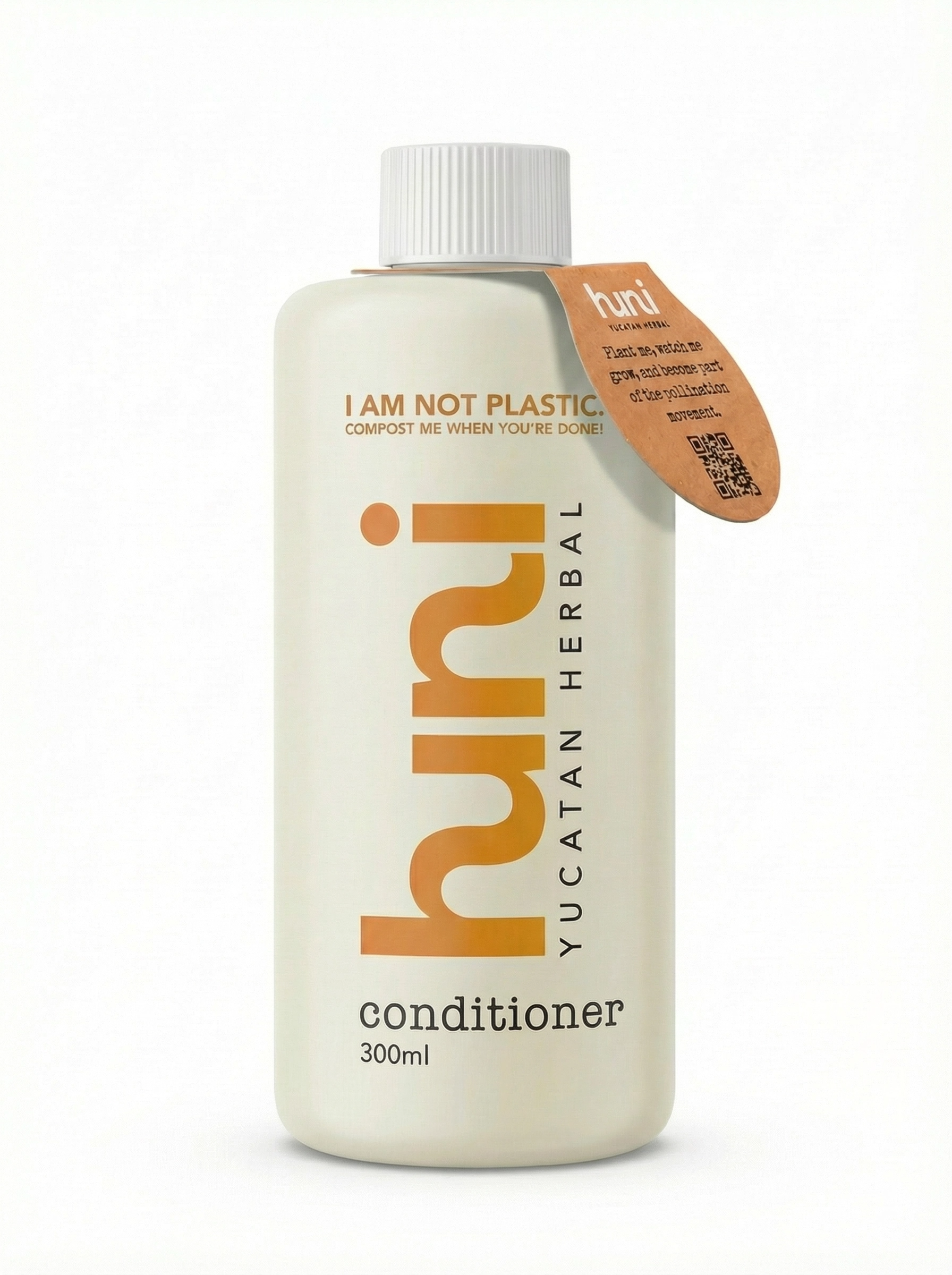 Huni Conditioner — compostable bottle with Mayan honey formula