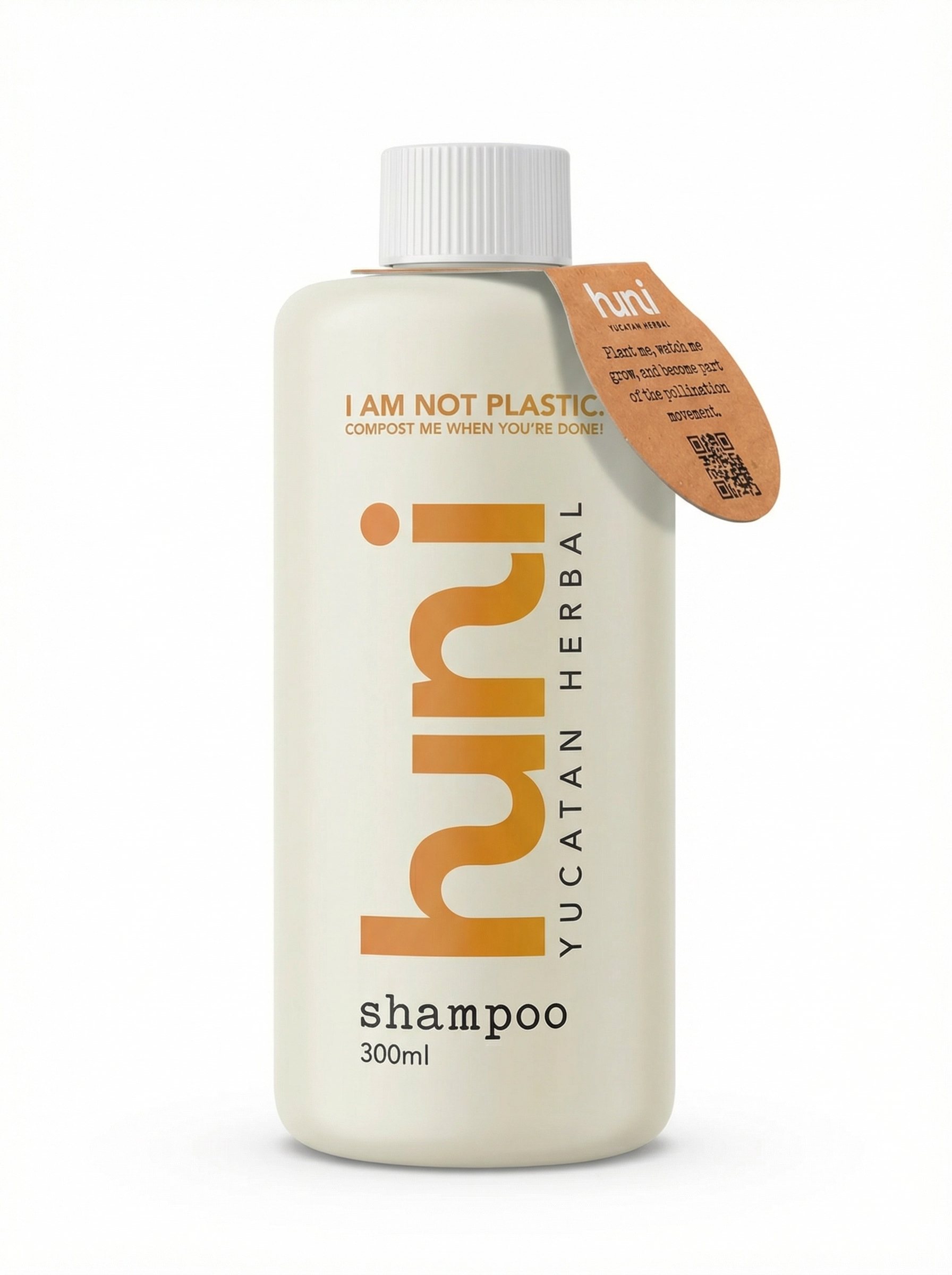 Huni Shampoo — compostable bottle with Mayan honey formula