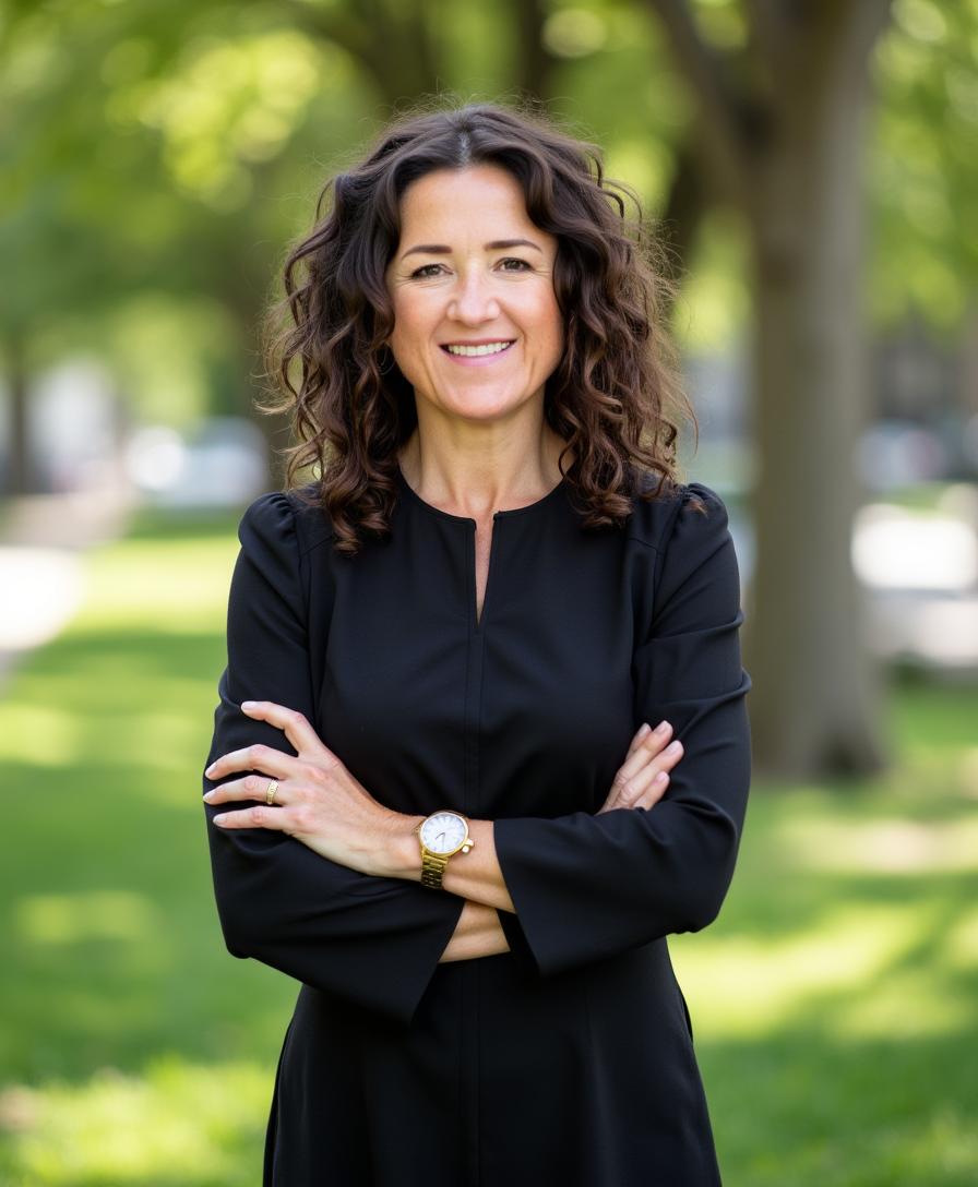 Remote headshot example — professionally directed by Polly Sheldon